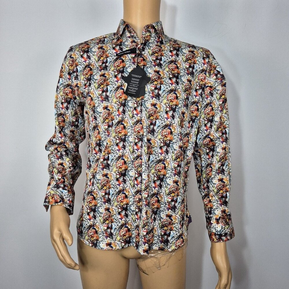 Visconti Black Button Down Long Sleeve Shirt Men’s Size S multicolor Flip Cuff 4 - Picture 2 of 9
